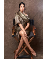 Gold Shawl Collar Dress