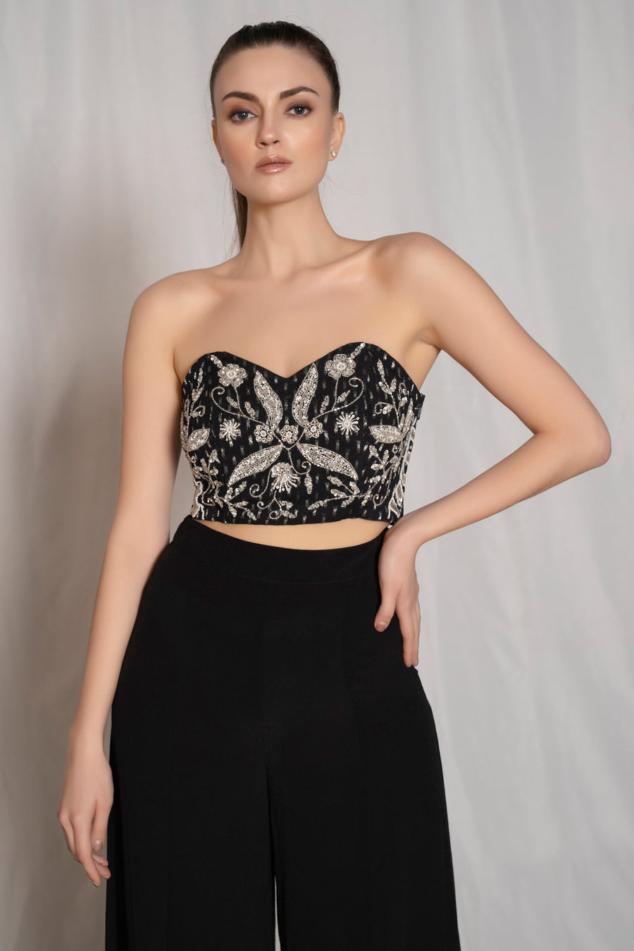 Silver Black Bustier