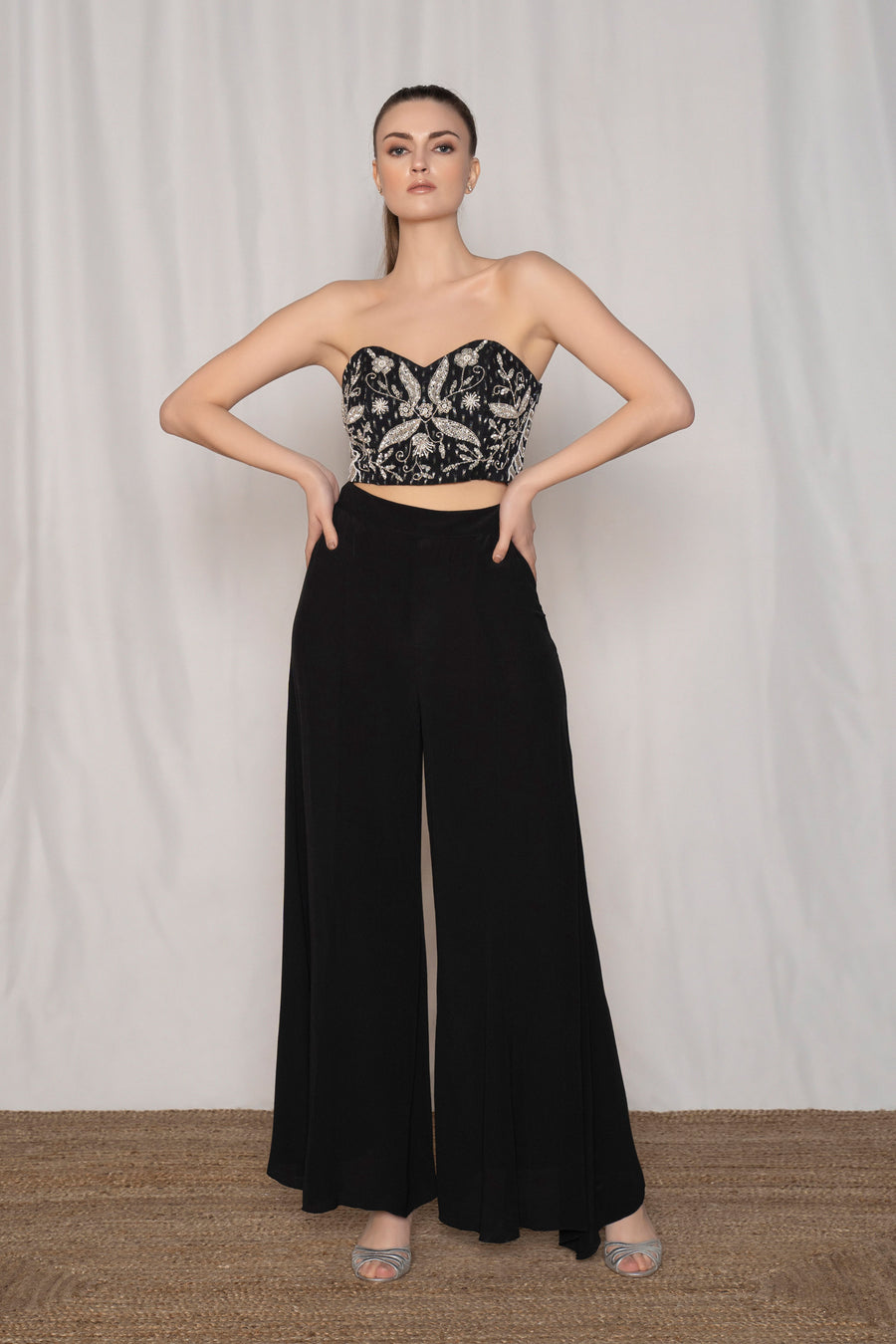 Silver Black Bustier