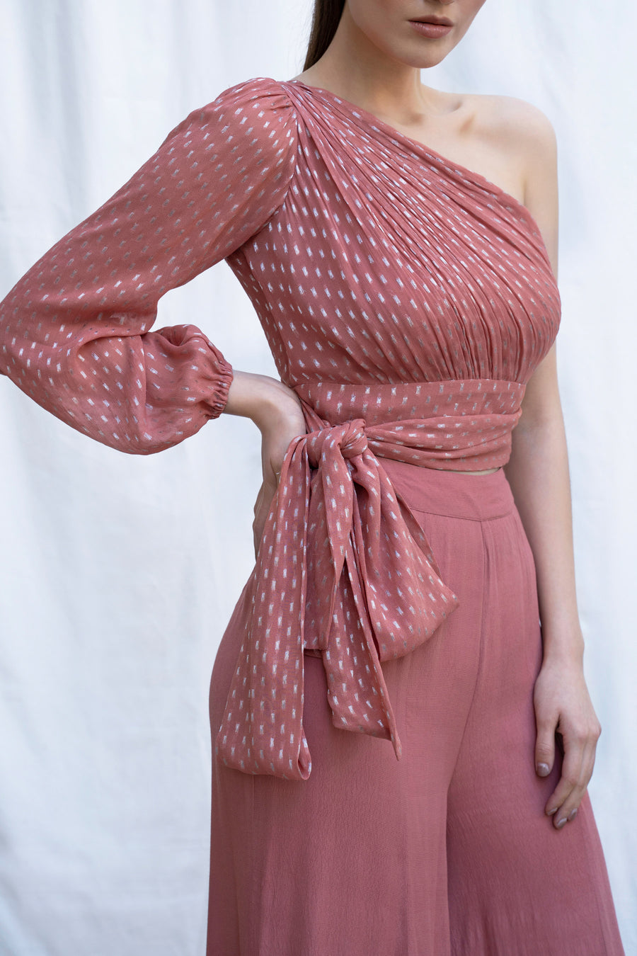 One Shoulder Top With Sash