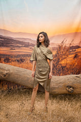 Gold Shawl Collar Dress